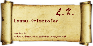Lassu Krisztofer névjegykártya